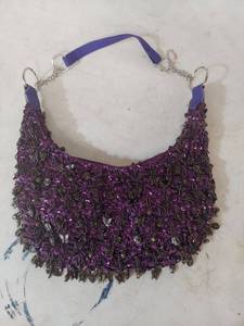 lot 2214 image: Purple Sequin Beaded Handbag with Butterfly Charms