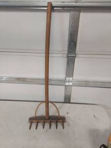 lot 2225 image: Wooden Garden Rake with Handle