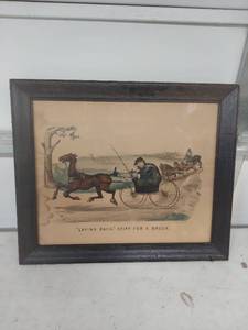 lot 2258 image: Currier & Ives Laying Back Stiff for a Brush Lithograph Print