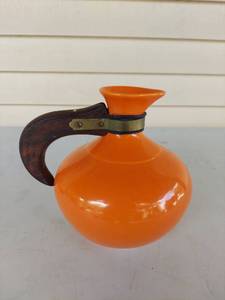lot 1008 image: Orange Gloss Ringware Carafe with Wood Handle