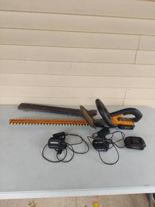WORX 20V Max Cordless Hedge Trimmer with Batteries and Chargers
