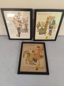 lot 1043 image: Set of 3 Framed Pepsi-Cola Advertisements