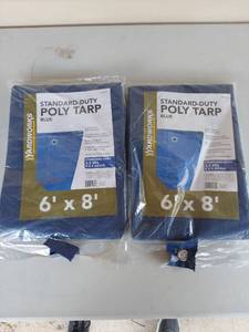 lot 1053 image: Yardworks Blue Poly Tarp 6 x 8 - Lot of 2