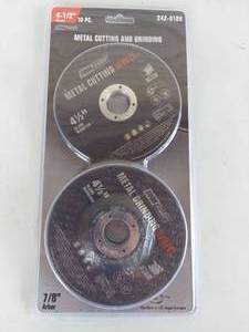 lot 1054 image: Tool Shop 10-Piece 4-12 Metal Cutting and Grinding Wheel Set