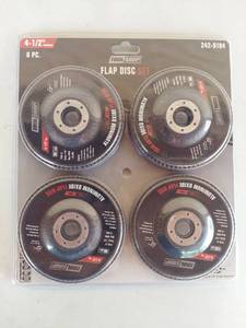 lot 1060 image: Tool Shop 8-Piece 4-12 Aluminum Oxide Flap Disc Set