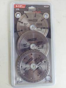 lot 1070 image: Tool Shop 3-Piece 4-12 Diamond Blade Set