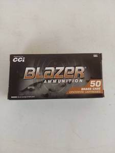 lot 1120 image: CCI Blazer Brass 9mm Luger 115gr FMJ Centerfire Cartridges 50 Round Box