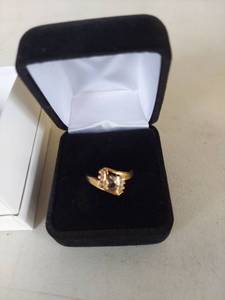 lot 1141 image: Ring in Box with Center Stone and Accent Crystals