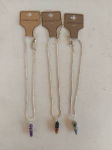 lot 1154 image: Colonial Crafts Crystal Point Pendant Necklaces - Set of 3