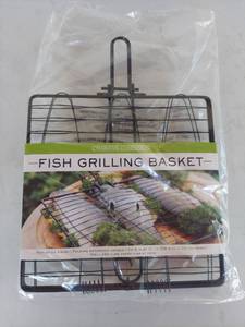 lot 1215 image: Charcoal Companion Fish Grilling Basket with Folding Hardwood Handle