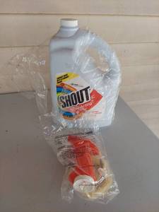 lot 1228 image: Shout Triple-Acting Laundry Stain Remover 1 Gallon Economy Refill with Extendable Trigger