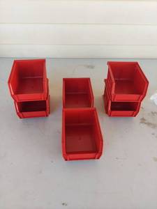 lot 1248 image: Red Plastic Stackable Storage Bins Set of 6