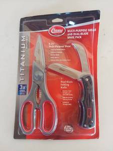 lot 1259 image: Clauss Multi-Purpose Shear and Dual-Blade Folding Knife Pack