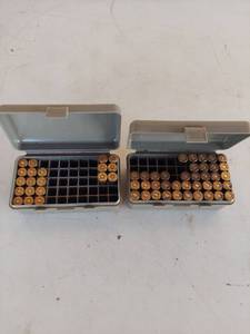 lot 1276 image: 38 Special Mixed Brass Cartridges in Plastic Ammo Cases -