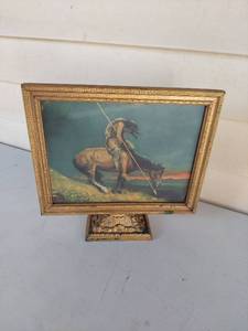 lot 1285 image: End Of The Trail Framed Print on Ornate Stand