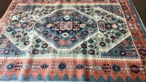 lot 2032 image: Threshold Teal Patterned 7x10 Area Rug.