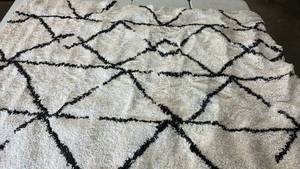 lot 2043 image: BlackWhite Shag Area Rug. 7x10.