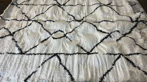 lot 2056 image: Project 62 BlackWhite Tribal Design Area Rug. 7x10.