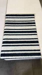 lot 3020 image: Dark Blue and White Striped Area Rug, 22x32