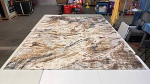lot 8029 image: Modern Abstract Area Rug - Brown and Gray Marble Pattern