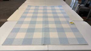 lot 8065 image: Room Essentials Gingham Blue Area Rug 4x5.5