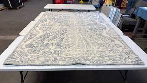 lot 8079 image: Raj Bespoke Blue Bouquet Wool Area Rug 5x7