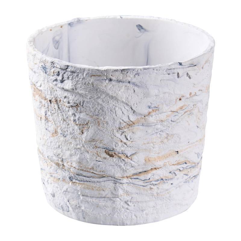 lot 25609 image: Ekirlin 7 Inch Natural Ore Textures Plant Pot, Resin Outdoor Planters with Drainage Hole, Removable Rubber Stopper and Non-Slip Soft Pad,Weatherproof Decorative Pot for IndoorGarden Plants - Retail $28