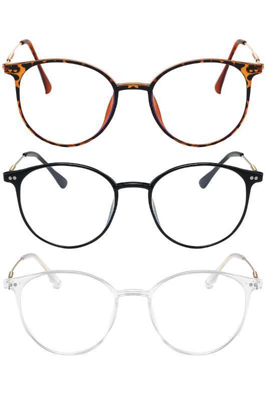 lot 25671 image: PEYEOISD 3 Pack Retro Round Wire Frame Reading Glasses Women Men, Vintage Blue Light Blocking Reader with Super Light Lenses 2.50 - Retail $16