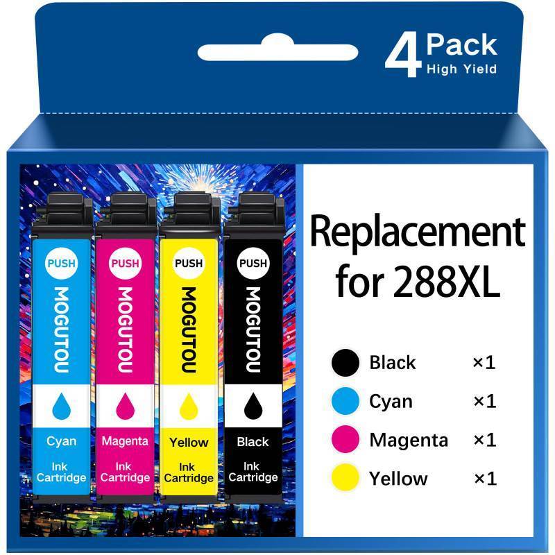 lot 29966 image: MOGUTOU Remanufactured for 288XL Ink Cartridges for Epson Printer Replacement for Epson 288XL Ink Cartridges Combo Pack T288 XL High Yield for XP-440 XP-446 XP-330 XP-340 XP-430 XP-434 (3 Pack Black Yellow and Blue)