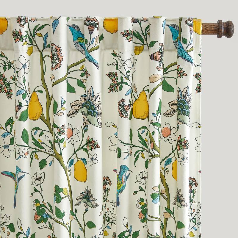 lot 55227 image: MUSSEL White Luxury Velvet Floral Curtains 84 inches for Living Room,Vintage Victorian Botanical Blackout Curtain Drapes,2 Panels Mid Century Art Deco Bird Flower Window Curtains for Bedroom - Retail $43