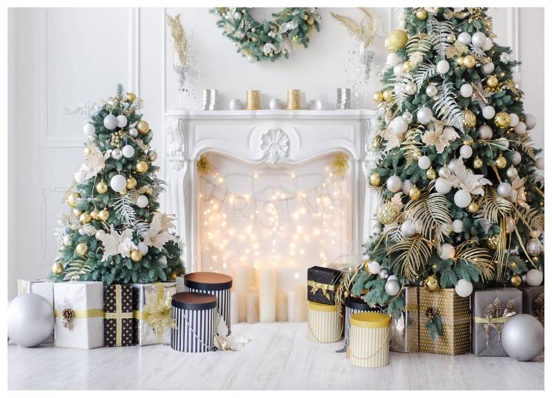 lot 55239 image: WOLADA Christmas Photo Backdrop White Christmas Party Backdrop for Photography 10x8FT 11973 - Retail $46