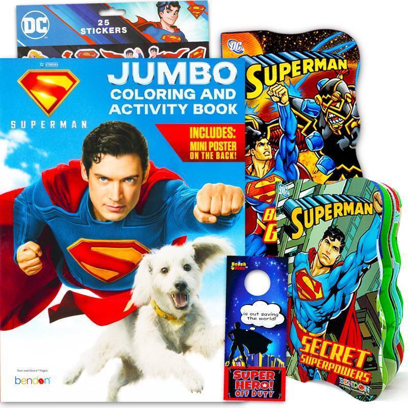 lot 29558 image: DC Comics Superman Coloring and Activity Book Set for Kids Ages 4-8 - Bundle with Superman Coloring Pages and 2 Board Books Plus Superman Stickers, More  Superhero Activity Book Set for Boys