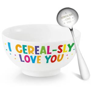 lot 26235 image: R HORSE Cereal Bowl and Spoon Set Colorful Funny Cereal Bowl with Engraved Spoon Gift Set for Salad Soup Ice Cream, Oatmeal Breakfast Bowl Cereal Fruit Tableware Kit for Kid Cereal Lovers - Retail $30