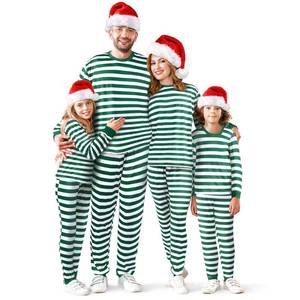 lot 26236 image: Liitrsh Christmas Family Pajamas Matching Set Striped Pajamas Classic Sleepwear Loungewear Xmas Holiday(Youths,5-6,Green White) - Retail $17