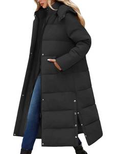 lot 26246 image: Jyanl Women Long Puffer Coat Thickened Quilted Jacket Winter Warm Parka Jacket Heavyweight Outwear Coat Full Zip Padded Jackets with Removable Hood Side Slits Medium  - Retail $66