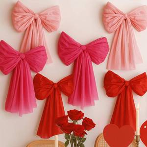 lot 26248 image: Valentines Day Decorations 6 Pack DIY Giant Wall Bows, Hanging Valentine & Galentines Bow Decor for Home, Bedroom, Kitchen, Classroom, Party & Office Cute Pink Red Large Bows for Door, Window