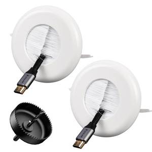 lot 26259 image: VCELINK Brush 3.79 (96 mm) in Wall Cable Management Kit, Cord Hider for Low Voltage Cables Pass Through, Includes Hole Saw Drill Attachment and Mounting Brackets for Easy Install, 2-Pack - Retail $14