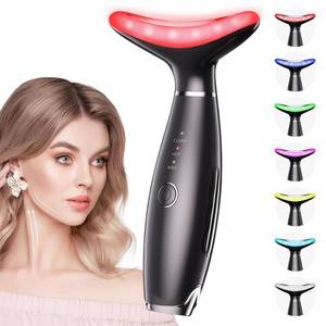 lot 26273 image: Dopsikn 7 Color Galvanic Machines - Red Light Therapy for Face and Neck, Face Massager Tool for Wrinkles, Double Chin, Vibrating Facial Massager with Thermals, Black - Retail $30