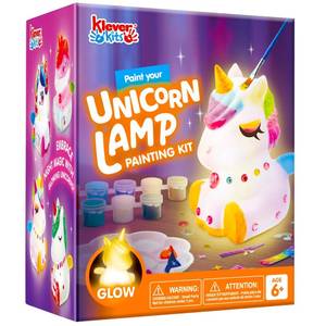 lot 26281 image: Klever Kits DIY Night Light- Paint Your Own Unicorn Lamp- Arts & Crafts Kit School Activities Art Supplies Painting Kits, Birthday Gifts for Girls Boys Aged 6 - Retail $15