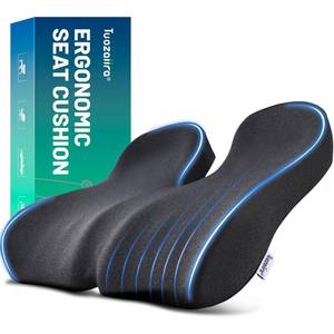 lot 26284 image: Firm Support Seat Cushion for Long Sitting, Ergonomic Memory Foam with Coccyx Cut-Out, Stable Pressure Distribution for Office Chair, Gaming & Daily Home Seating, Non-Slip Bottom, Washable Cover - Retail $20