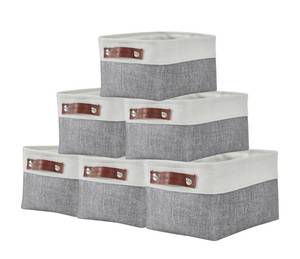 lot 26286 image: DECOMOMO Small Storage Basket, Closet Storage Bins, Baskets for Organizing Shelves (Grey & White, Small - 6 Pack) - Retail $31