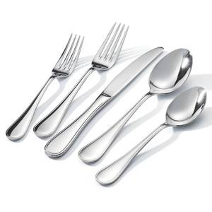 lot 26291 image: KINGSTONE 60 Piece Teardrop Silverware Set for 12, 1810 Stainless Steel Flatware Set, Modern Design Cutlery Set for HomeHotelWedding,Mirror Polished and Dishwasher Safe - Retail $100