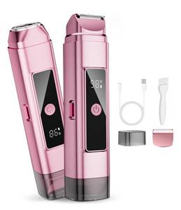 lot 30352 image: Dynooper Bikini Trimmer for Women Electric Razors, Electric Razor 2 in 1 Shaver Pubic Hair, LED Display with IPX7 Waterproof - Rechargeable Lady Trimmer for Underarm Body Leg Face - Carmine Pink