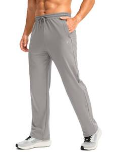 lot 30373 image: Pudolla Mens Fleece Lined Sweatpants with Zipper Pockets Winter Warm Water Resistant Athletic Pants for Workout Running(Light Grey Small) - Retail $34