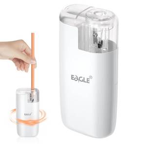 lot 30374 image: Eagle Pencil Sharpener, Portable Pocket-Sized with Creative Patented Design, Electric Sharpener for Multiple Types of Pencils, Battery-Operated, ManualElectric Compatible(White) - Retail $13