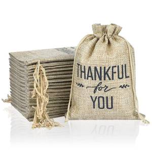 lot 30380 image: Shappy 20 Pieces 5 x 7 Inch Thankful for You Drawstring Bags Thanksgiving Day Burlap Bags with Drawstring Present Bags Thank You Drawstring Bags for Wedding Thanksgiving Favors Party DIY Craft