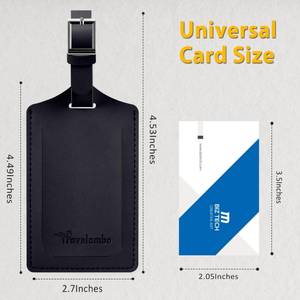 lot 30391 image: Travelambo Luggage Tags for Suitcases Faux Leather Privacy Protection 1 Pack Bag Tags Travel Accessories Essential, Black - Retail $6