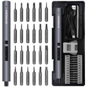 lot 30401 image: SHARDEN Mini Electric Screwdriver, 29 in 1 Small Electric Screw Driver Kit with 24 Magnetic Bits, Precision Cordless Repair Tool for Phone, Camera, Laptop, Watch - Retail $24