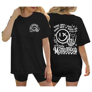 lot 30402 image: Momhood Some Days I Rock It Shirt - Overstimulated Moms Club Shirts - Skeleton Hand It Rocks Me Apparel - Gift for Mom On Mothers Day (Black - L) - Retail $19