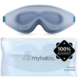 lot 30405 image: MyHalos Sleep Mask 3D Blackout Eye Mask for Women & Men, Side Sleepers, Zero Pressure Memory Foam Eyelash Friendly, Breathable,Award-Winning Sleep Aid for Travel (Light Blue, 1 Count (Pack of 1)) - Retail $14